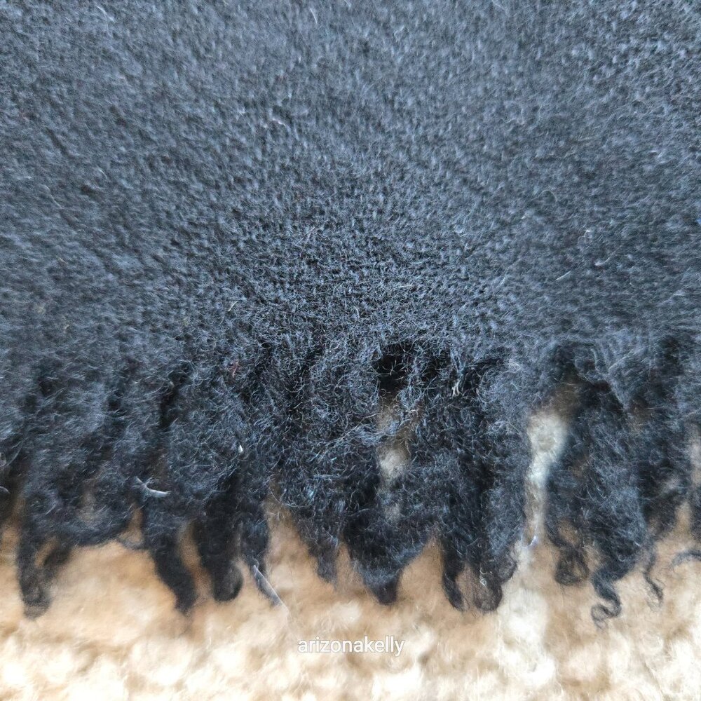 Large Wool Woven Wrap Scarf Black - Picture 2 of 9